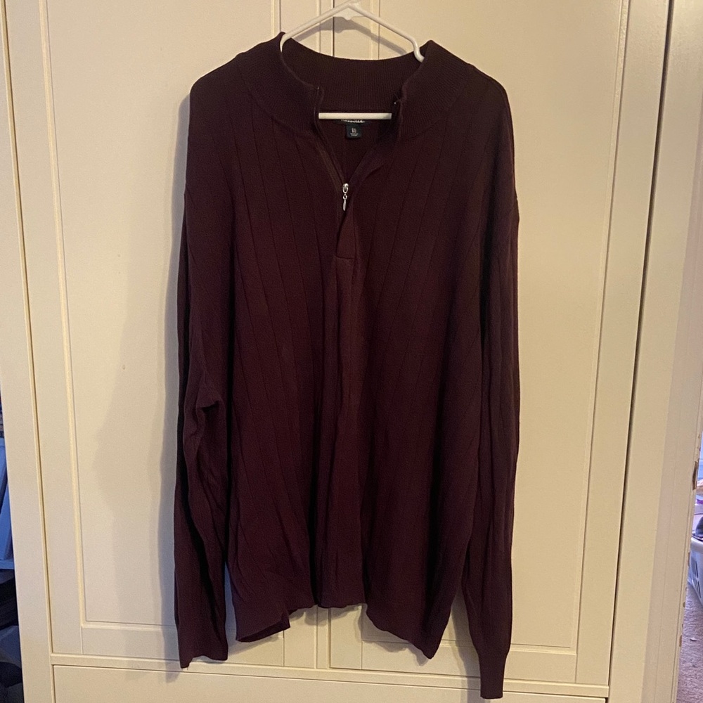 Men's Maroon Zip-Up Sweater
